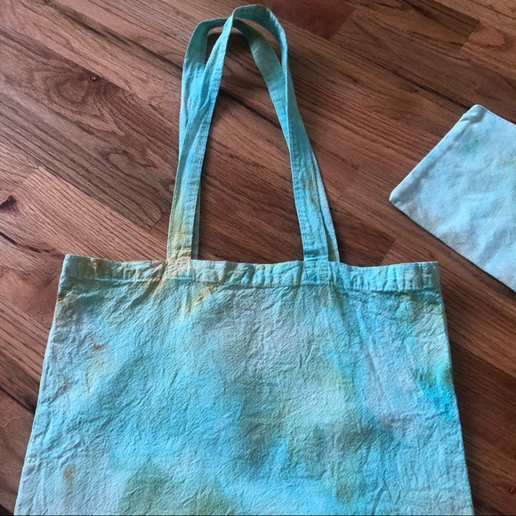 Hand Dyed Tote Bag Zip Top Tote Makeup Ice Dye Summer Fun Set Travel Tie Dye - Picture 4 of 8